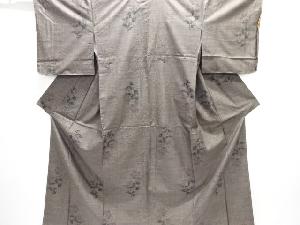 未使用品　草花模様織出し本場泥大島紬着物（7マルキ）